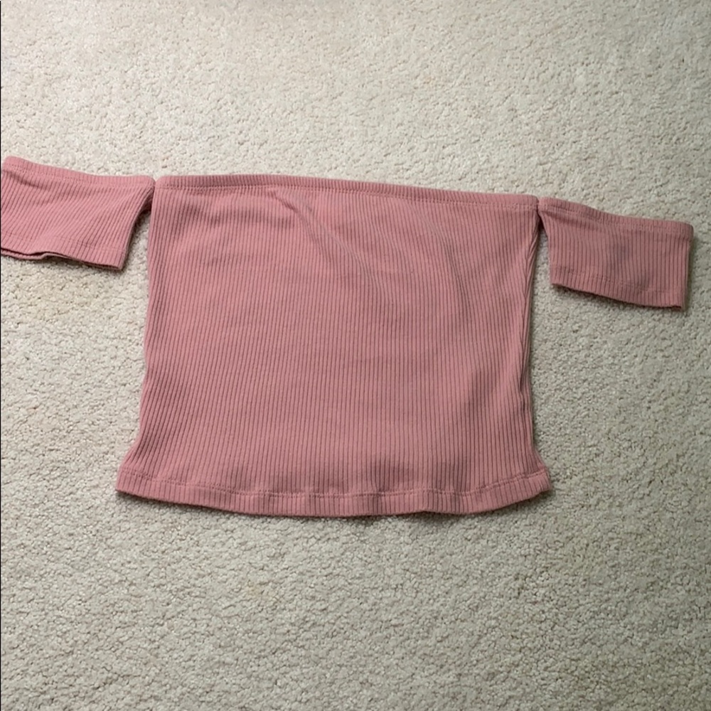 Pink off the shoulder crop top
